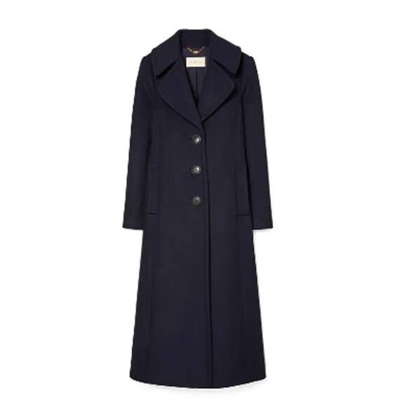 Tory Burch Wool Cashmere Long Coat In Navy Blue Old Money Casual Wardrobe Sz 4 - Picture 1 of 16